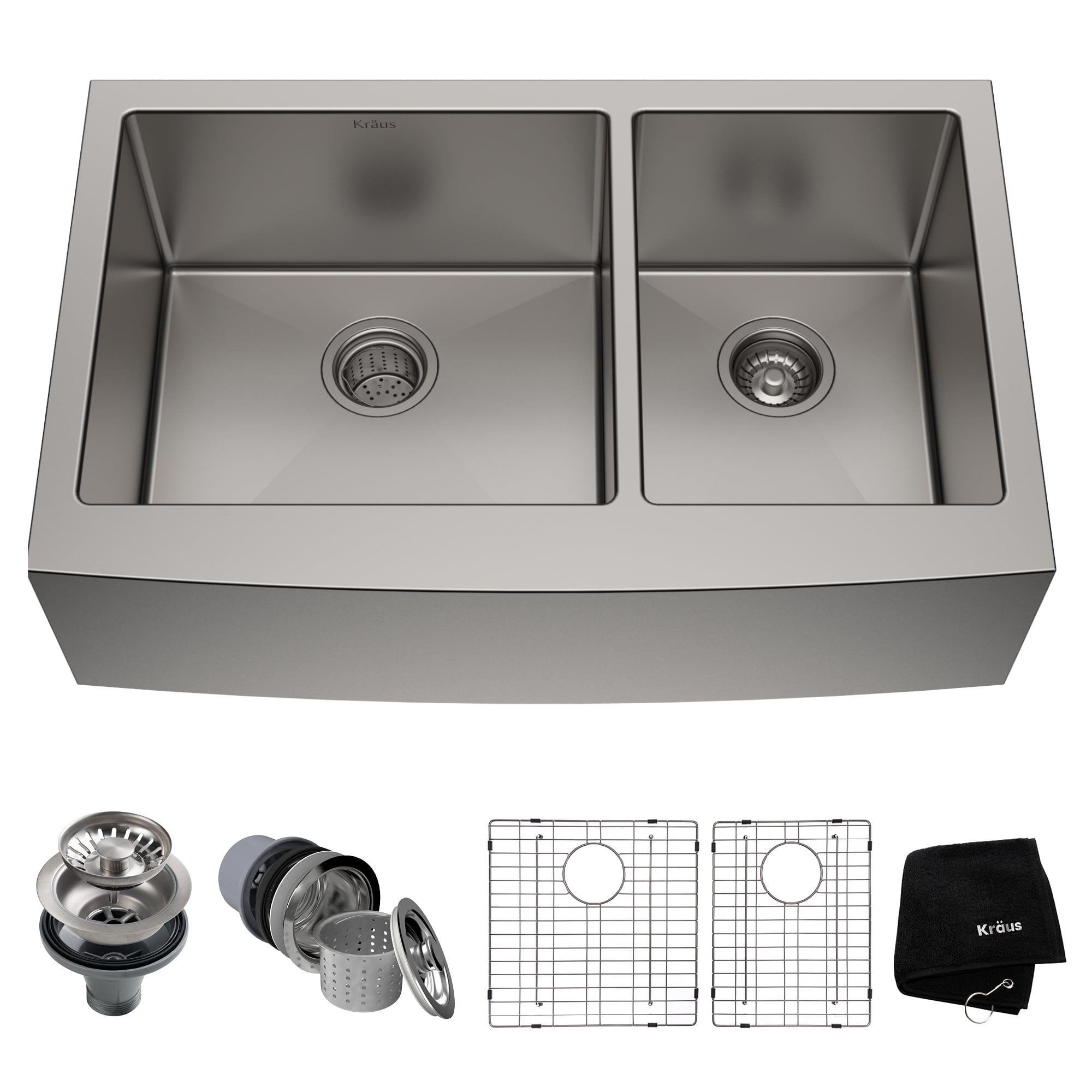 KRAUS Standart Pro Apron Front Farmhouse 16 Gauge Single Bowl Stainless Steel Kitchen Sink