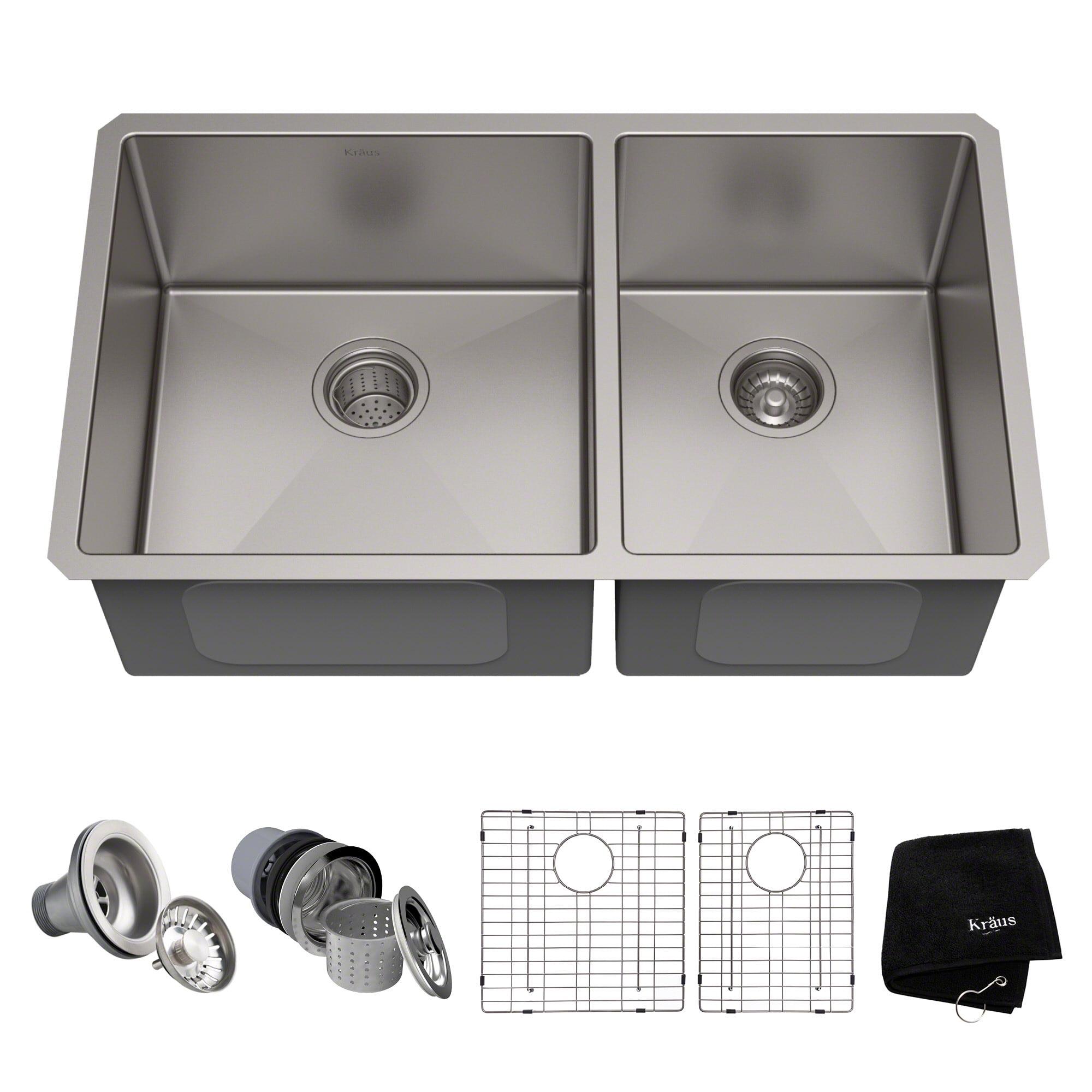 KRAUS Standart PRO™ Undermount 60/40 Double Bowl 16 Gauge Stainless Steel Kitchen Sink