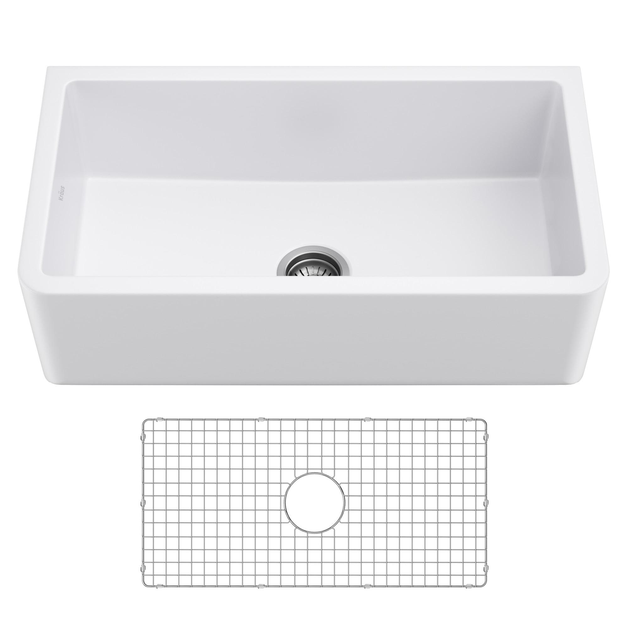 Matte White Fireclay Farmhouse Single Bowl Kitchen Sink