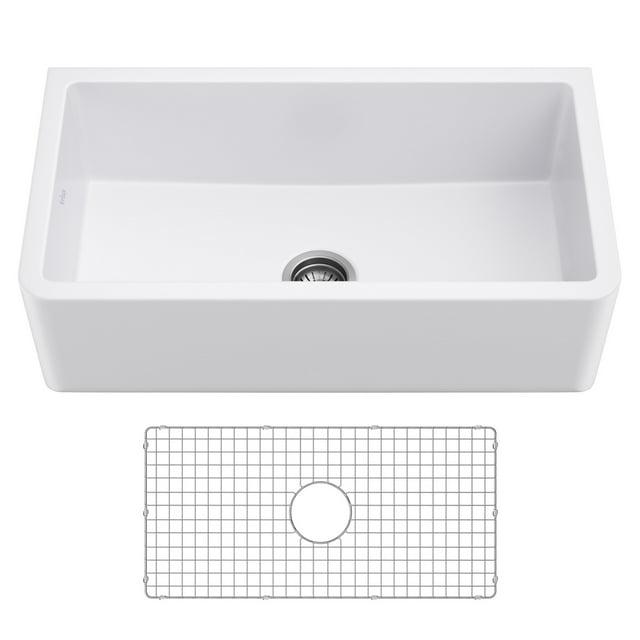 KRAUS Turino™ 33" L Farmhouse Reversible Apron Front Fireclay Single Bowl Kitchen Sink