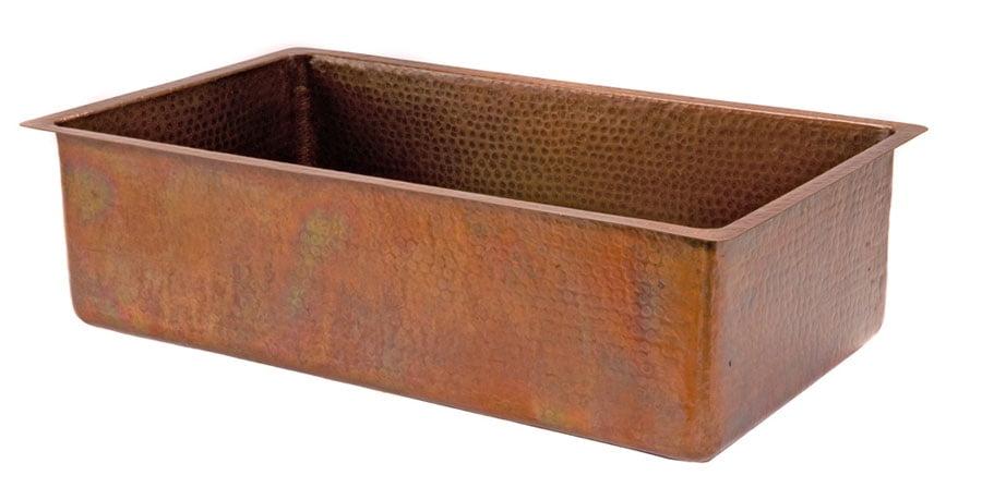 33" Hammered Antique Copper Single Basin Kitchen Sink