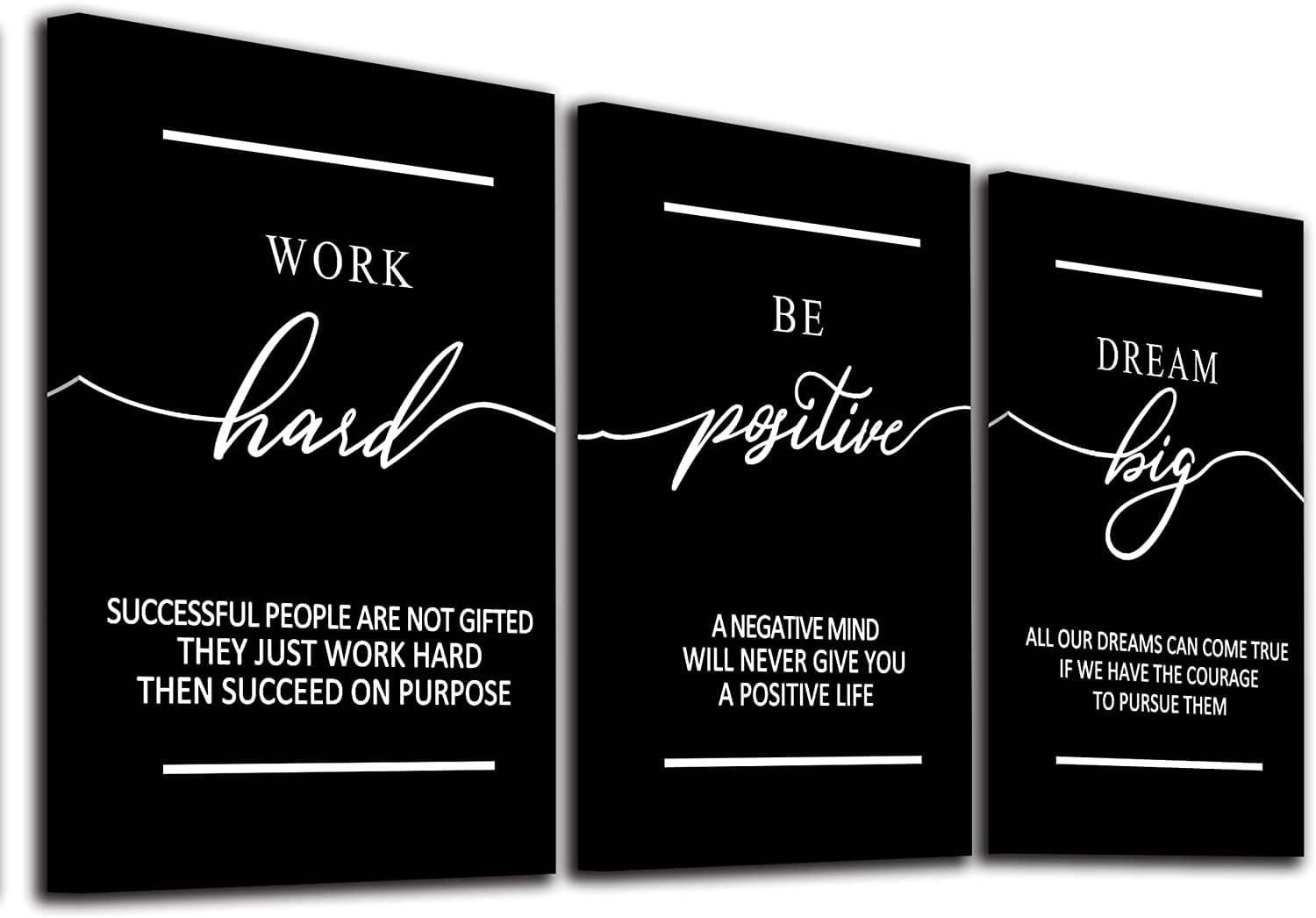 Asdg12s-Motivational Wall Art - Inspirational Canvas Poster Prints Black Quotes Paintings Picture Entrepreneur Positive Quotes Office Wall Decor Decoration for Living Room Bedroom