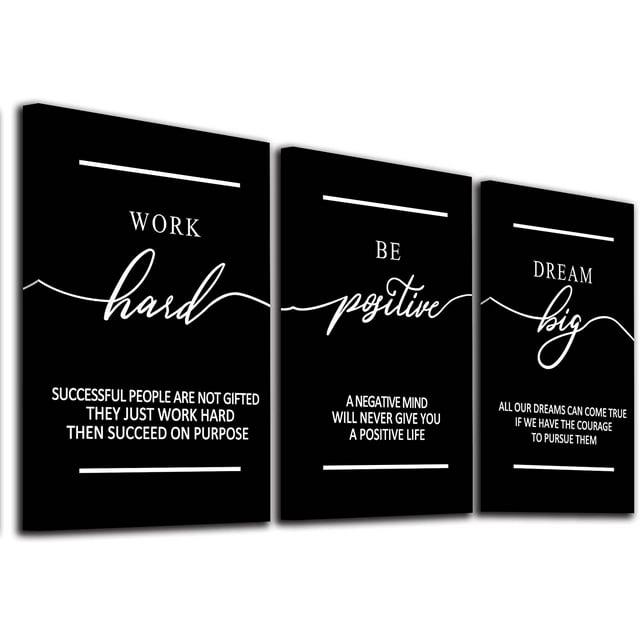 Asdg12s-Motivational Wall Art - Inspirational Canvas Poster Prints Black Quotes Paintings Picture Entrepreneur Positive Quotes Office Wall Decor Decoration for Living Room Bedroom