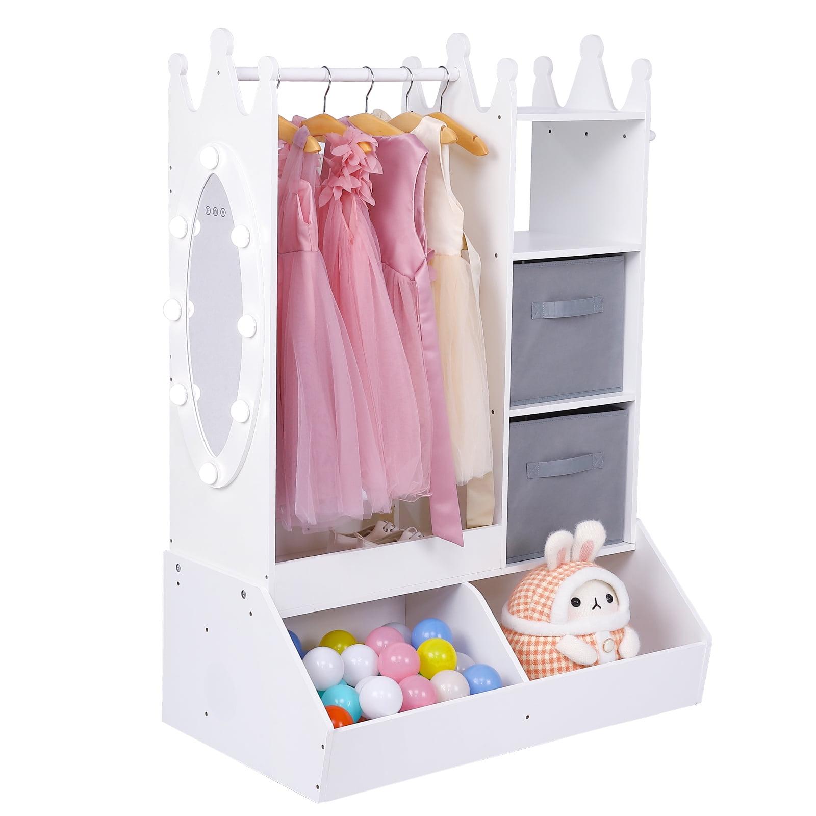 Dress-Up Storage for Girls - Ample Storage, Mirror with Touch Light, Multi-Functional Organizer