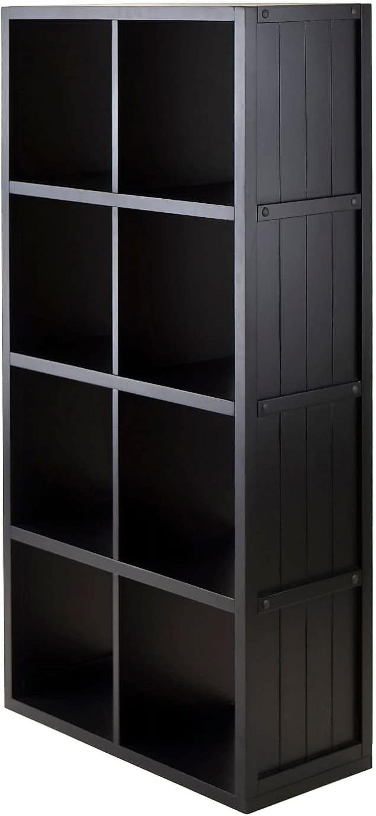 53"Timothy Shelf 4X2 Slots Black - Winsome: Mid-Century Modern Storage Bookcase, MDF Composite