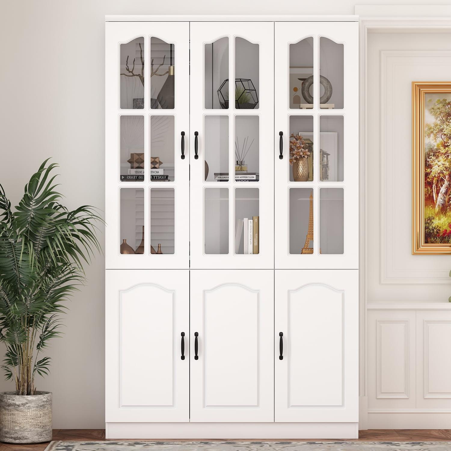 KULAGAGA 78.7" Kitchen Pantry Storage Cabinet, Freestanding Pantry with 6 Doors for Home Kitchen White