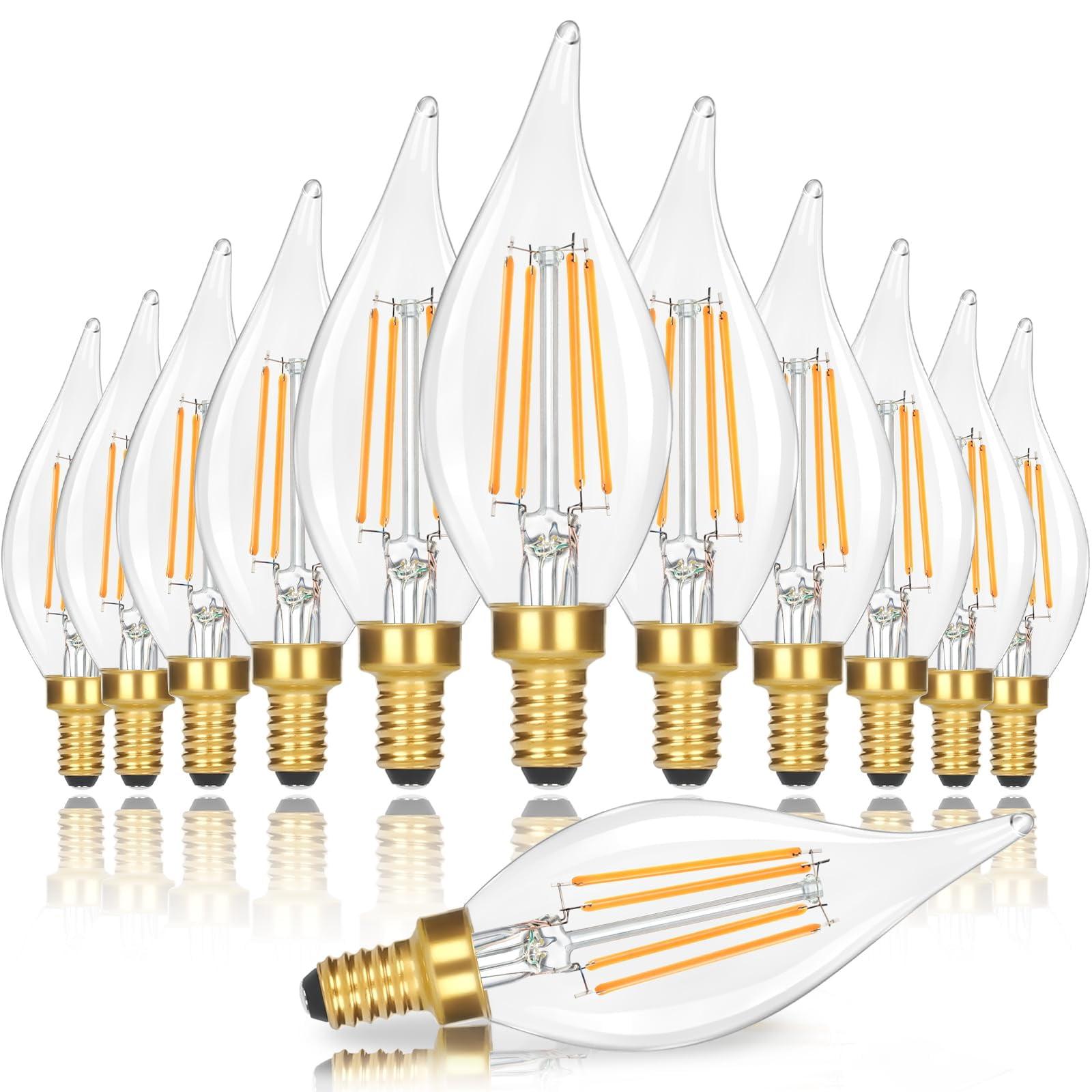 4 Watt (40 Watt Equivalent), CA11 LED, Dimmable Light Bulb, E12/Candelabra Base