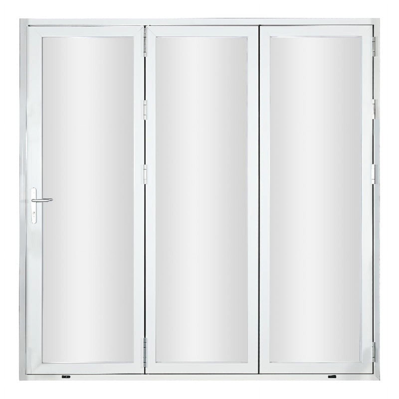 KaMic KaMic 96" inch - 3 Panels Glass Aluminum Folding Door In White