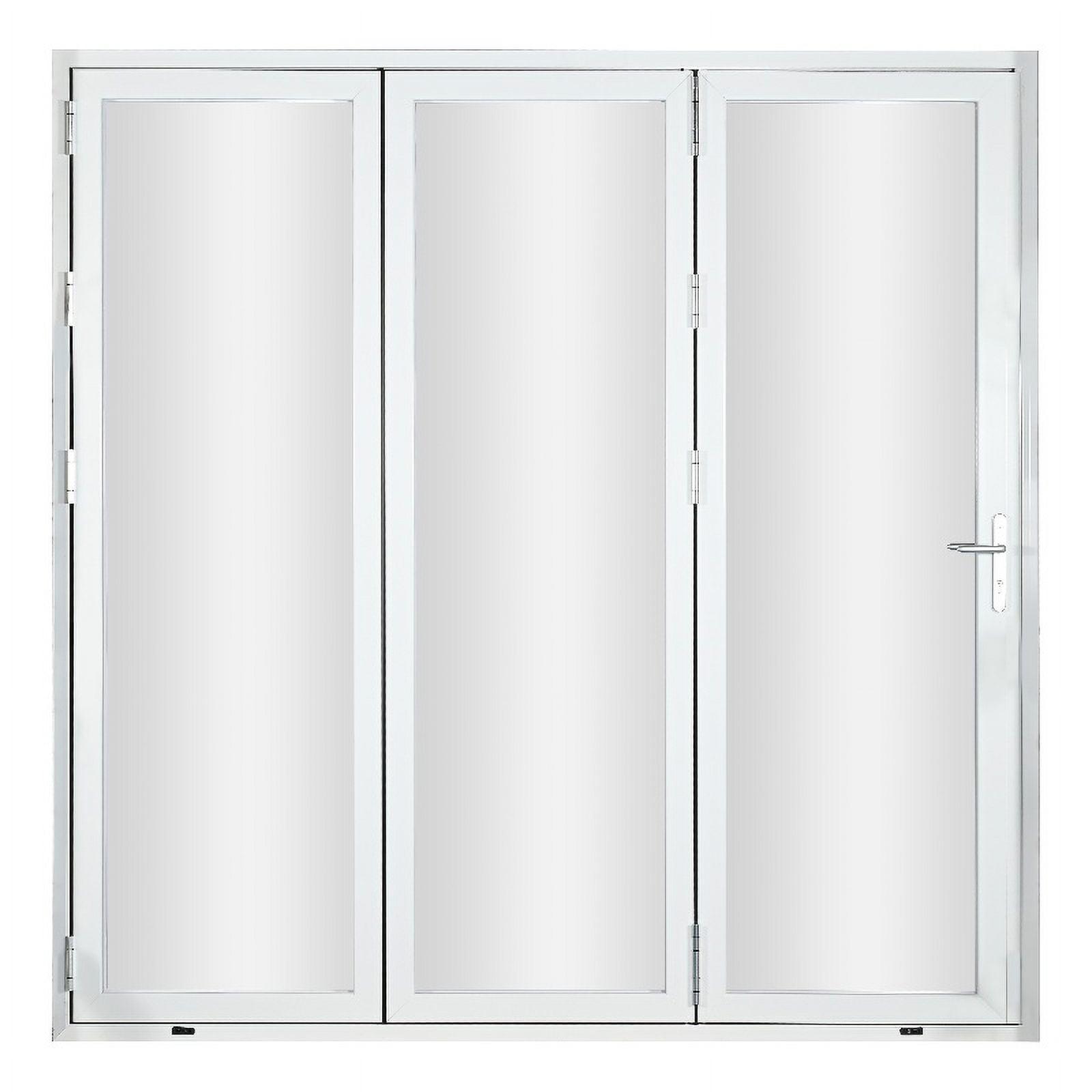 KaMic 96" x 80" 3 Panels Aluminum Folding Doors In White, Folded Out From Right To Left