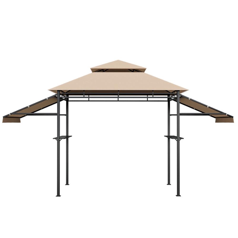 Canddidliike 13.5 x 4 Feet Patio BBQ Grill Gazebo Canopy with Dual Side Awnings-Beige, Outdoor Party Event Tents for Outside Party Waterproof Tent BBQ Shelter