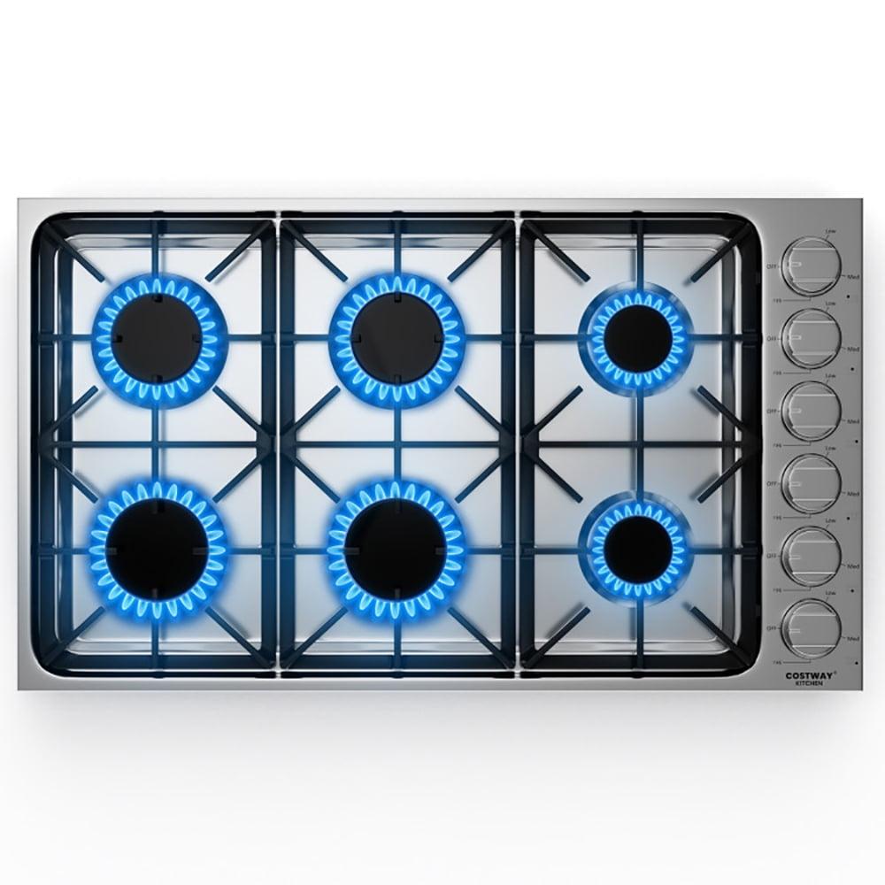 Canddidliike 30/36 Inch Gas Cooktop with 4/6 Powerful Burners and ABS Knobs-30 inches, Stainless Steel Gas Hob