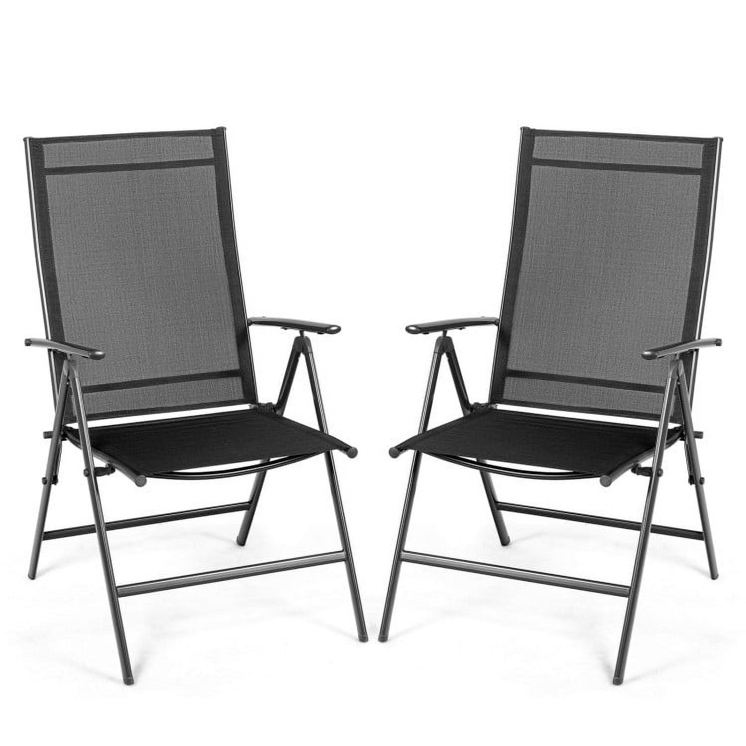 Costway Set of 2 Patio Folding Chair Recliner Adjustable  Black