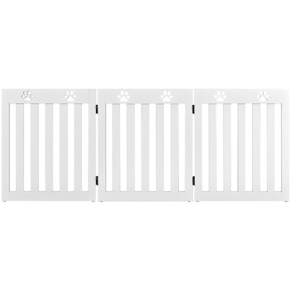 24 Inch Folding Wooden Freestanding Dog Gate with 360° Flexible Hinge for Pet-White, Dog Gate, Freestanding Pet Gate for The House, Doorway, Stairs, Pet Puppy Safety Fence
