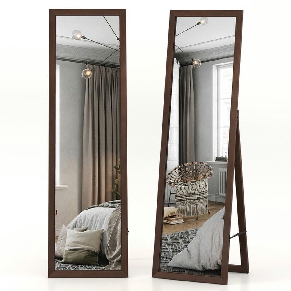Tangkula 61" x 14.5" Full Length Mirror w/ Stand Solid Wood Frame Full Body Mirror