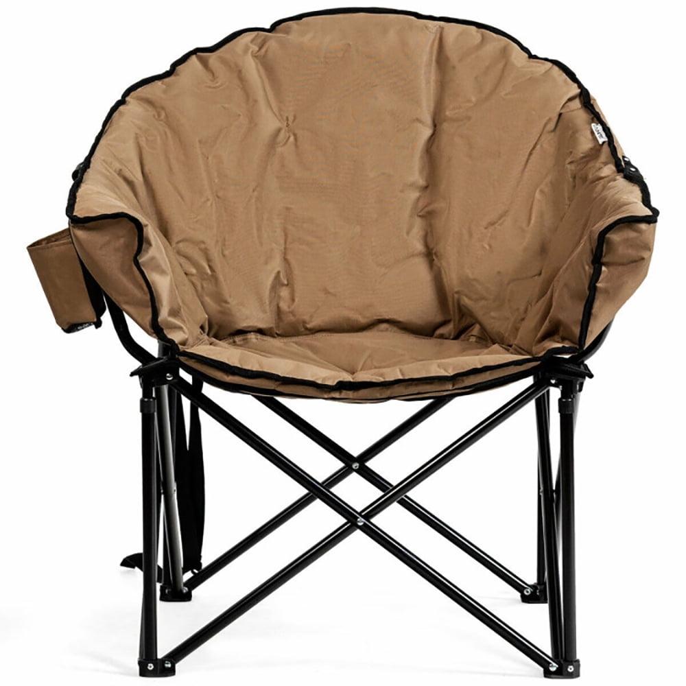 Brown Metal Folding Camping Moon Chair with Carrying Bag