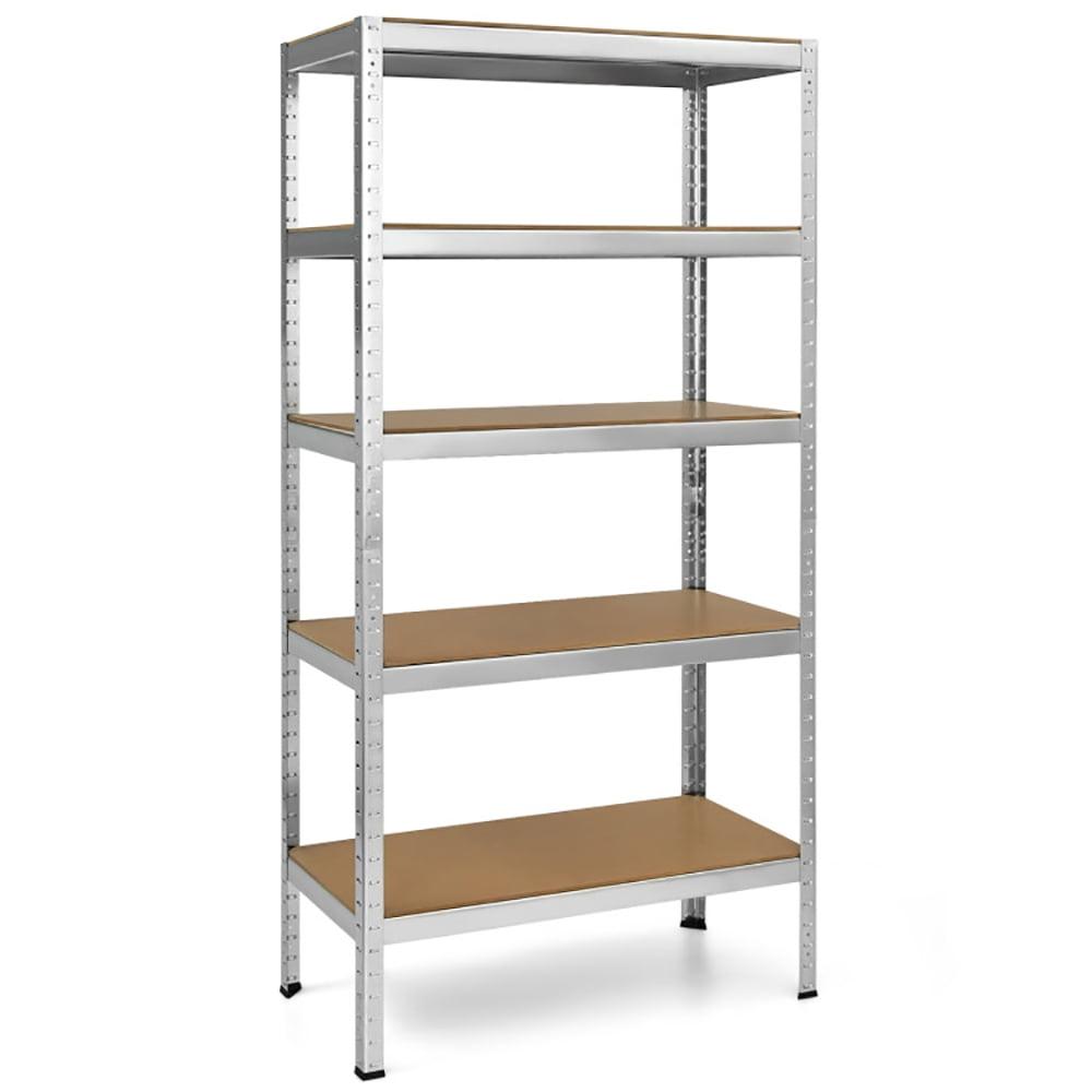 Silver Heavy Duty Adjustable 5-Level Steel Storage Shelves