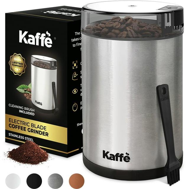 Kaffe Electric Coffee Grinder with Cleaning Brush - Silver - KF2020: Stainless Steel, Medium Grind, 3-Cup Capacity