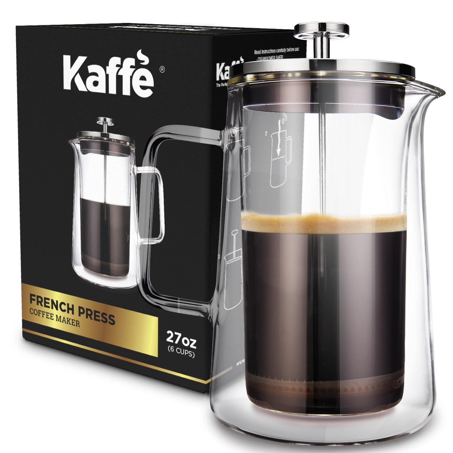 French Press Coffee/Tea Maker - Double-Wall Borosilicate Glass (27oz / 800ml)