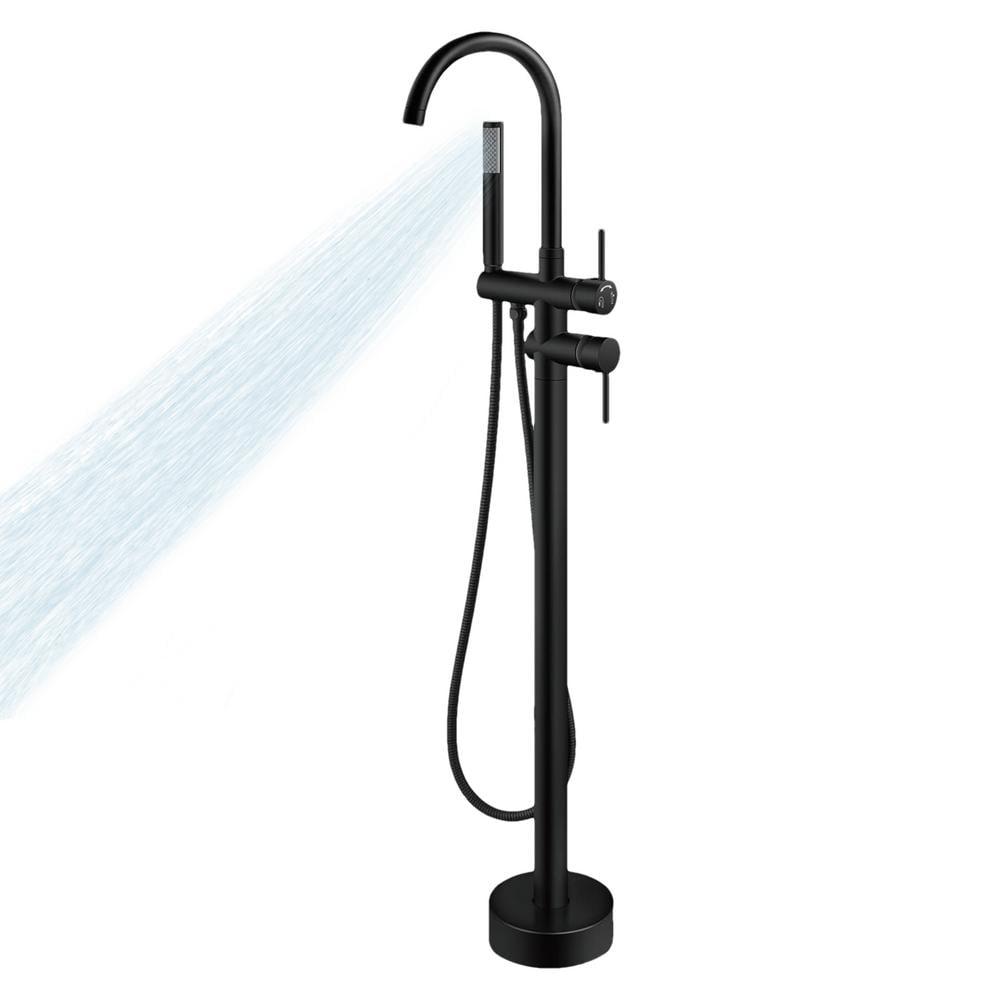 PWTOOL Standing Shower Faucets Floor Mount Freestanding Bathtub Filler High Shower Faucets With Handheld Shower for Elderly Children Adults effective