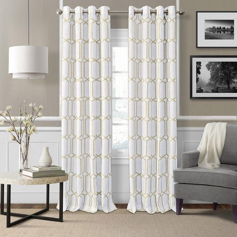 Golden Yellow Geometric Blackout Grommet Curtain Panel