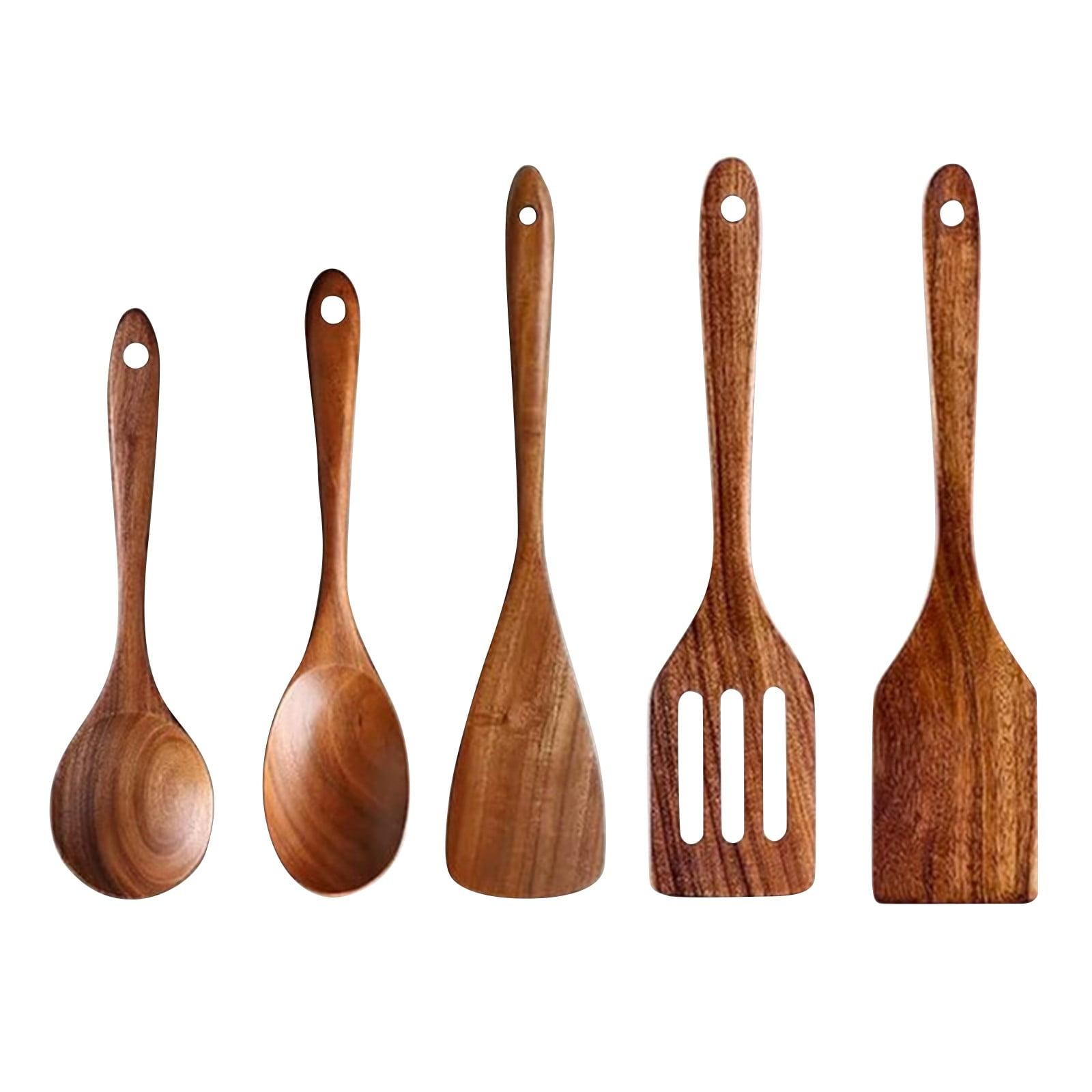 Acacia Wood 5-Piece Non-Stick Cooking Utensils Set