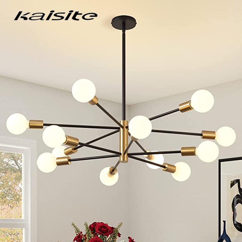 12-Light Black and Gold Metal Sputnik Chandelier