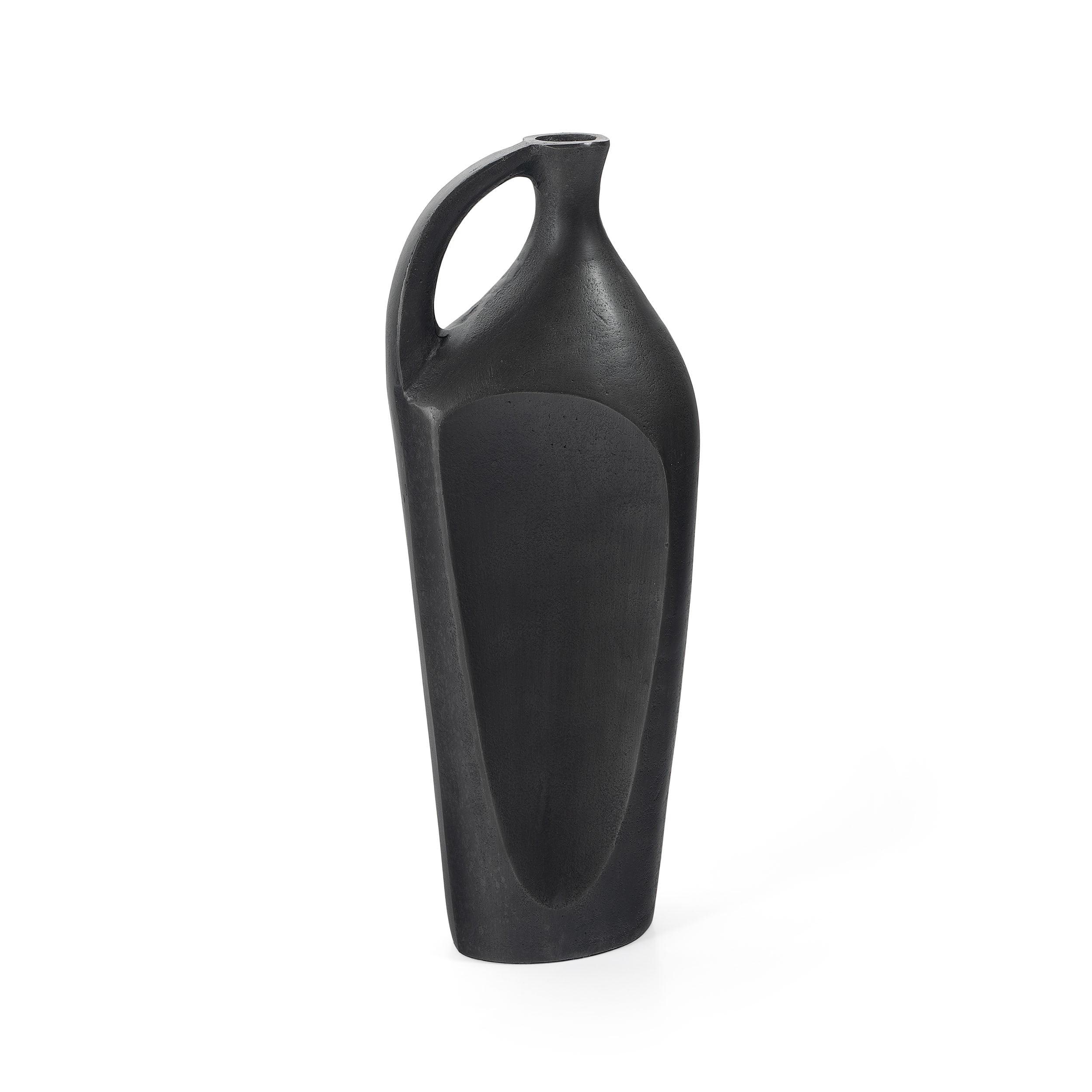 Kaius 14" Dark Gray Cast Aluminum Amphora Vase