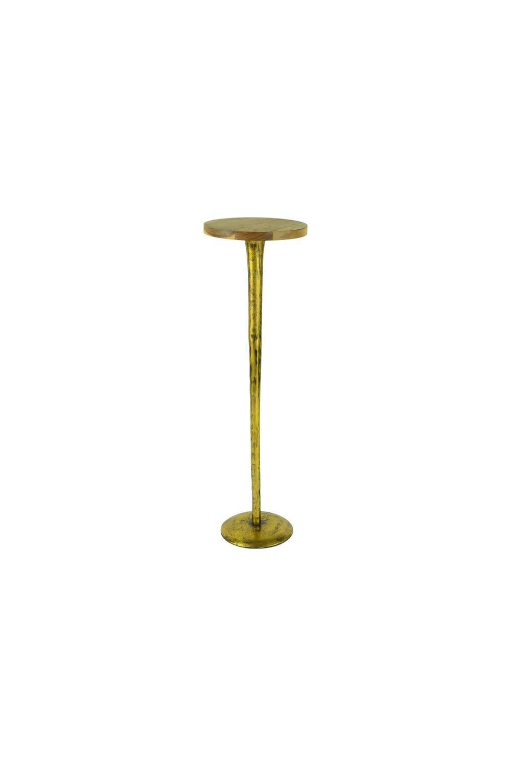 KALALOU NPV1303 Antique Brass Cocktail Table with Acacia Wood TOP