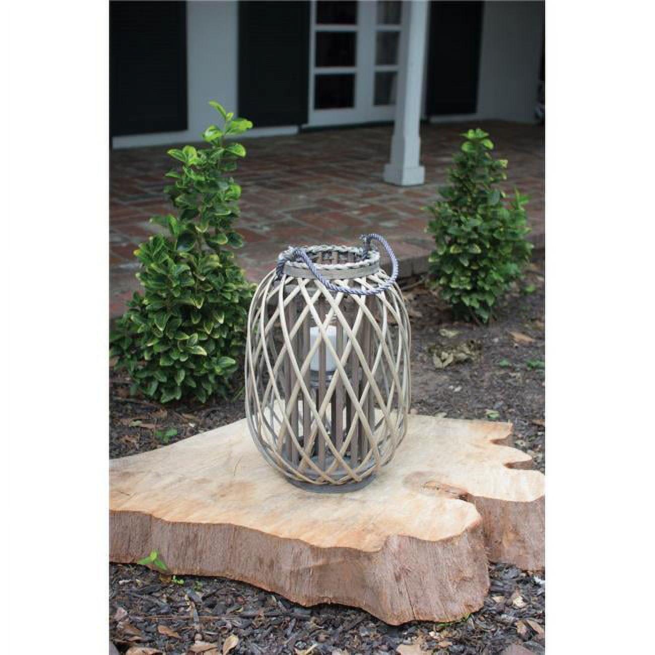 Weathered Grey Willow and Glass Hanging Hurricane Lantern, Small