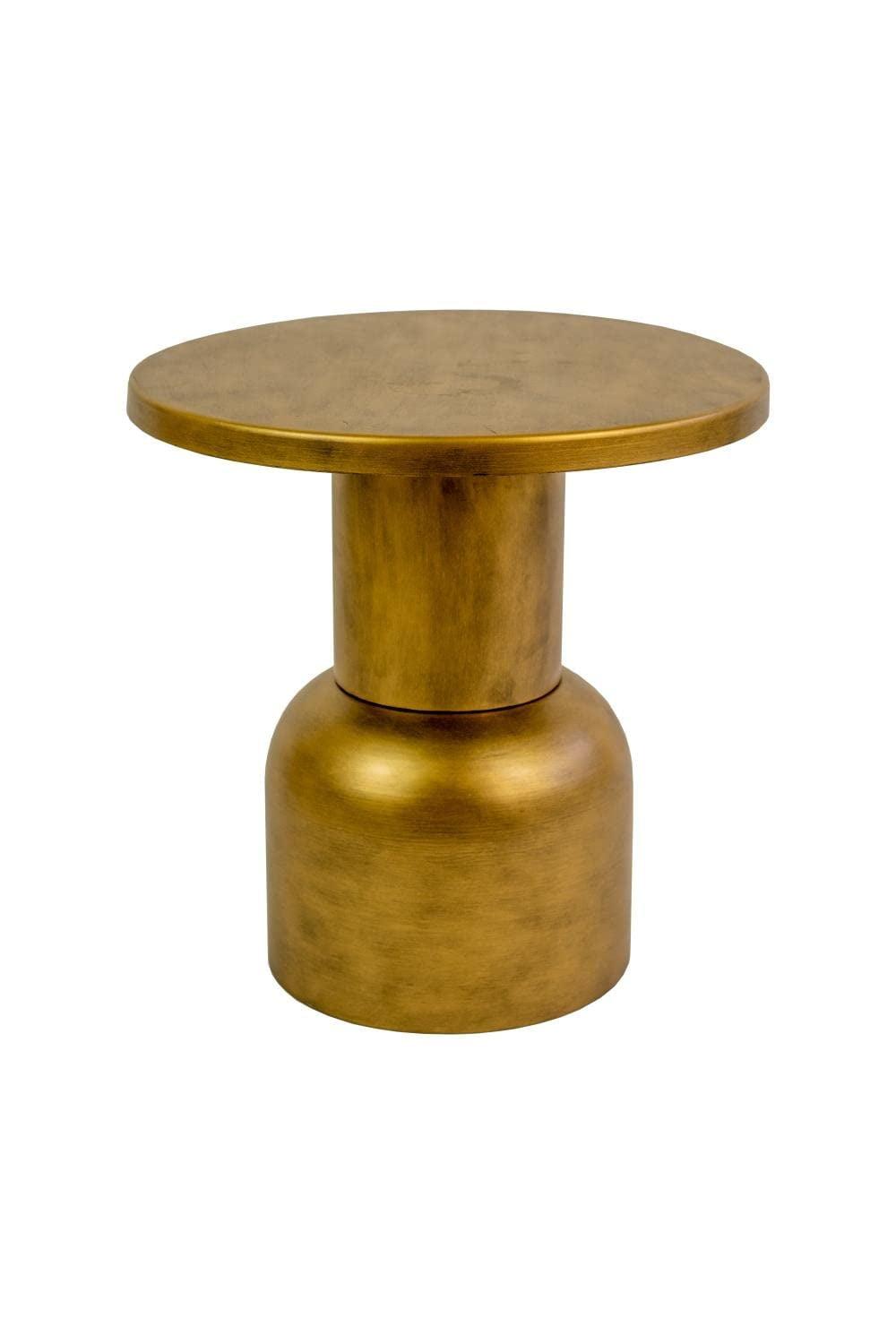 Antique Brass Round Metal Accent Table, 20-inch