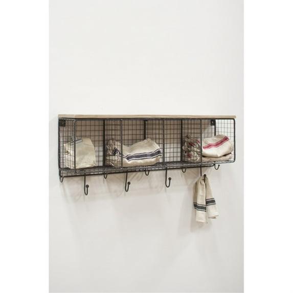 Kalalou Inc Large Wire Mesh Four Horizontal Cubbies With Wooden Top