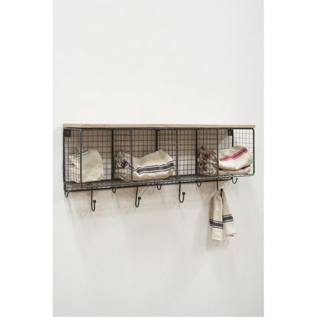 Kalalou Inc Large Wire Mesh Four Horizontal Cubbies With Wooden Top
