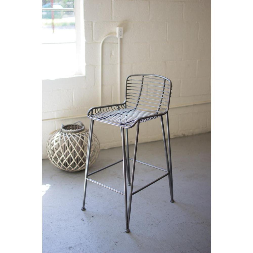 Gray Metal and Wood Industrial Bar Stool