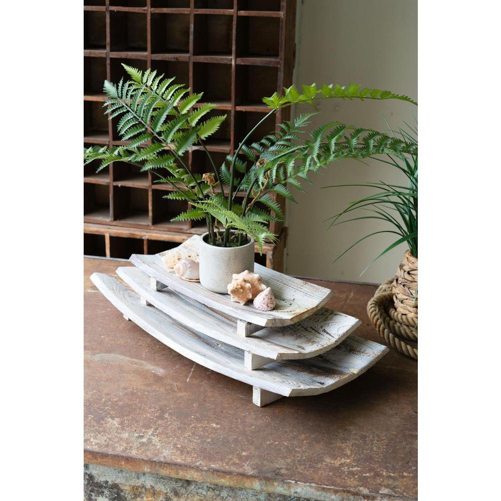 Kalalou Inc Set Of Three Rectangle Curved Wooden Bowls
