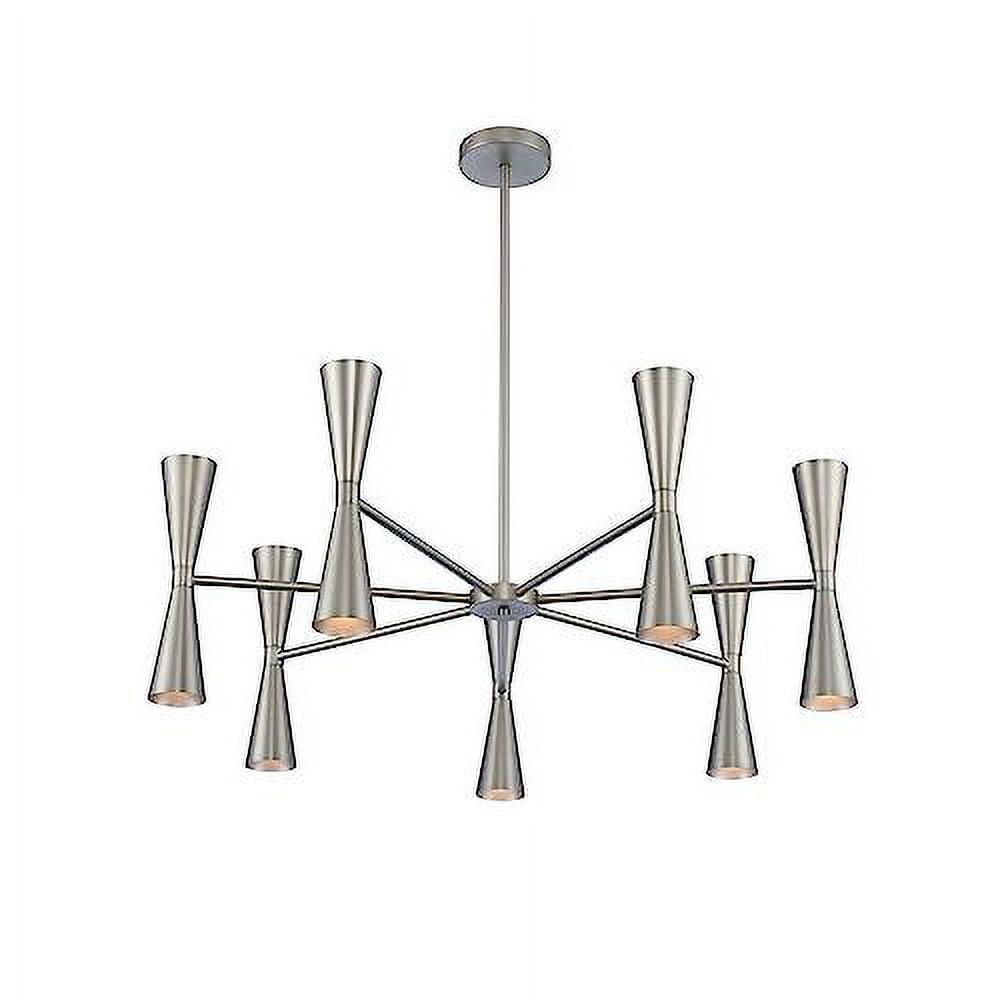 Milo 35" Satin Nickel 14-Light Mid-Century Modern Chandelier