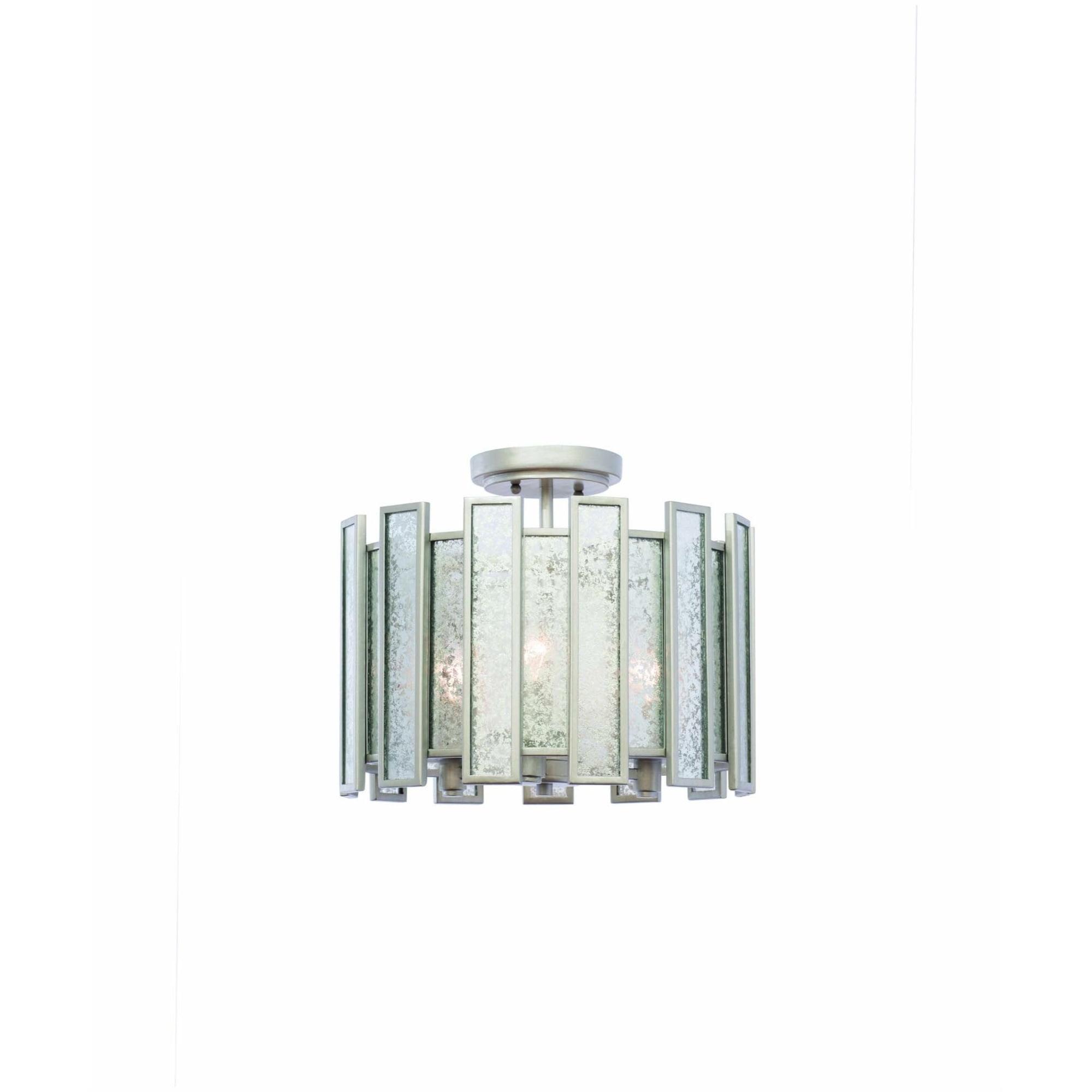 Tarnished Silver Glass Semi Flush Mount Ceiling Light