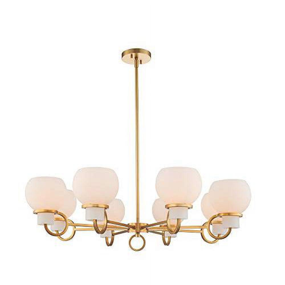 Winter Brass 8-Light Drum Chandelier with Frosted Glass Shades