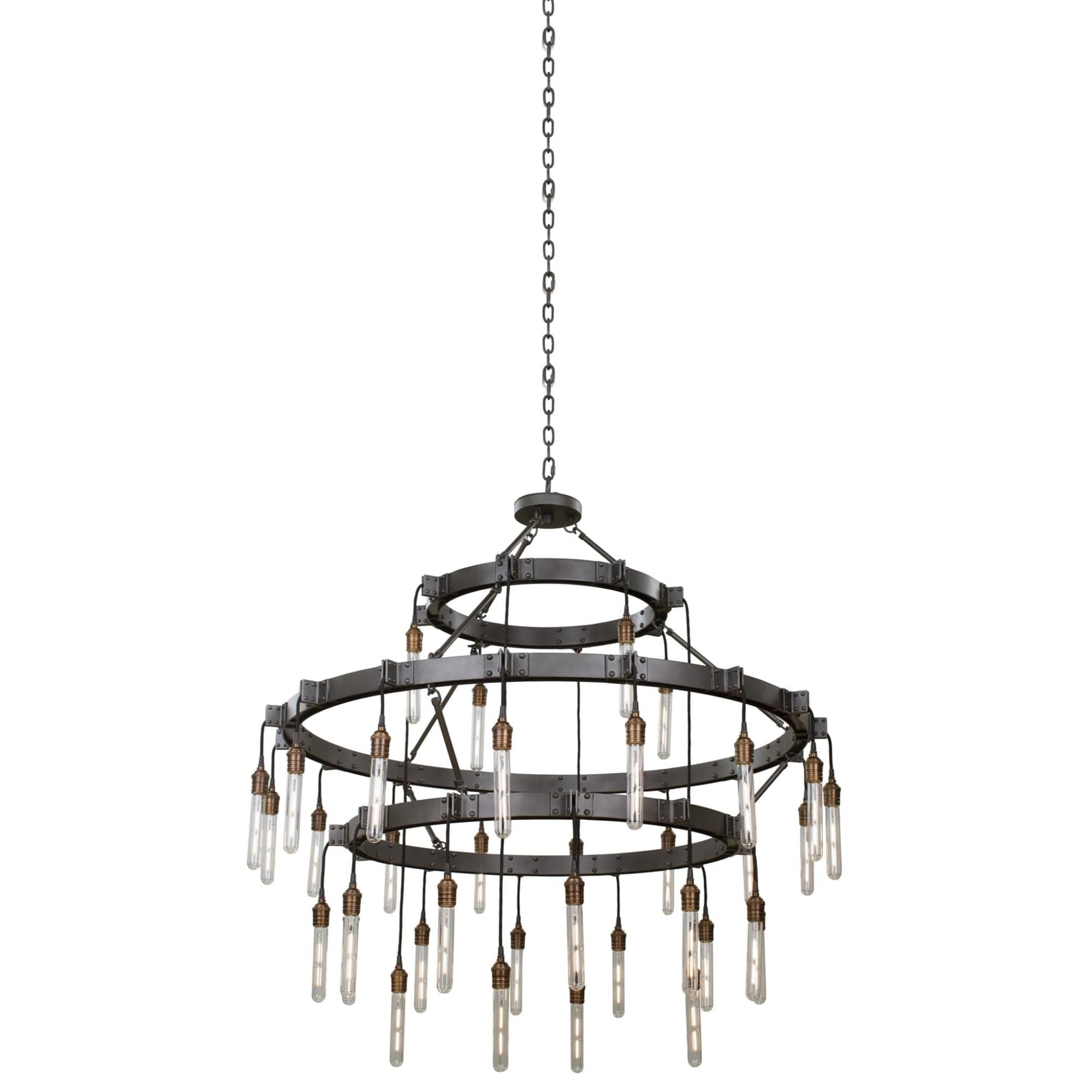 Stuyvesant 36-Light Black Steel Tiered Chandelier