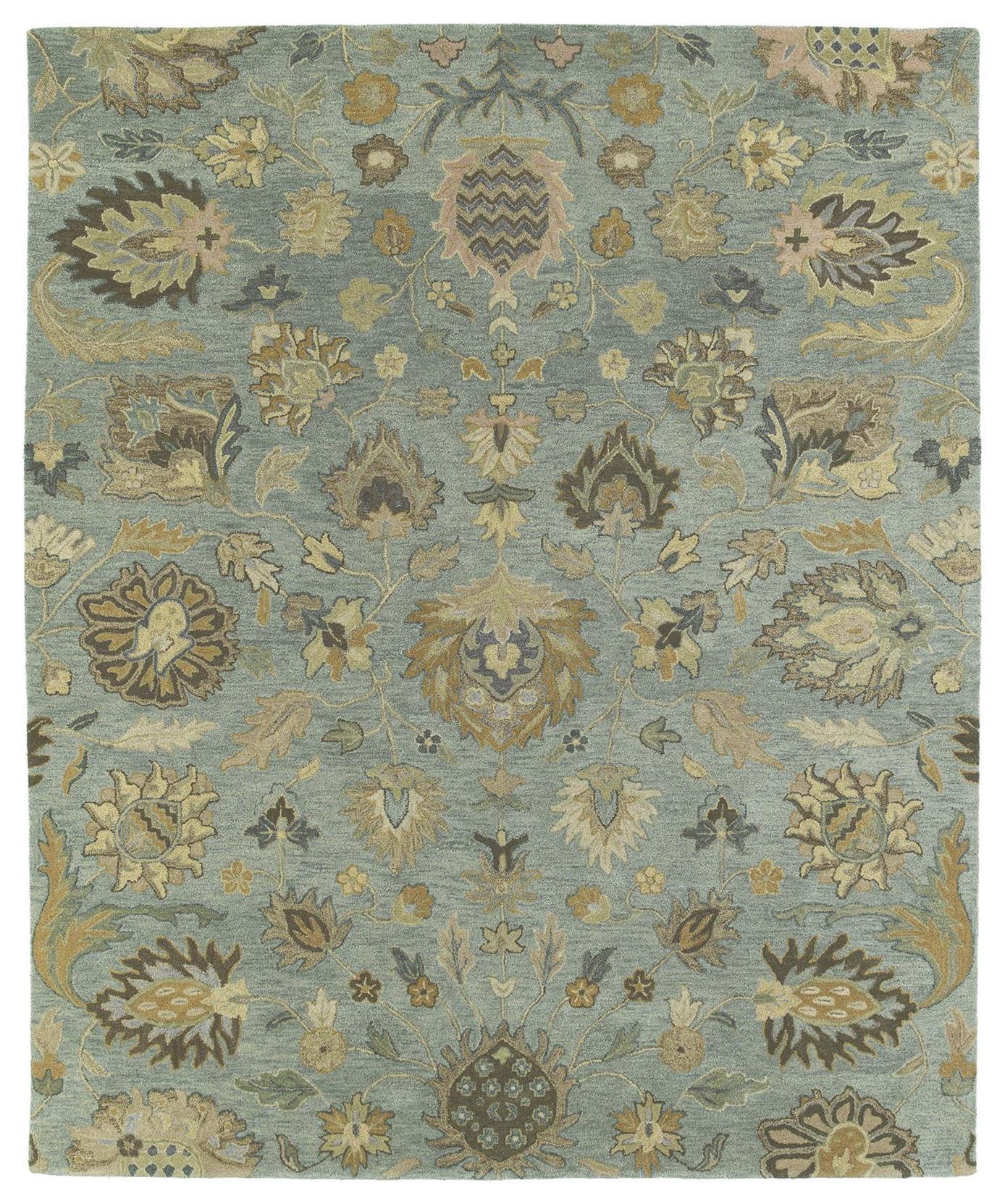 Elegant Hand-Tufted Wool Rectangular Rug in Serene Blue, 8' x 10'