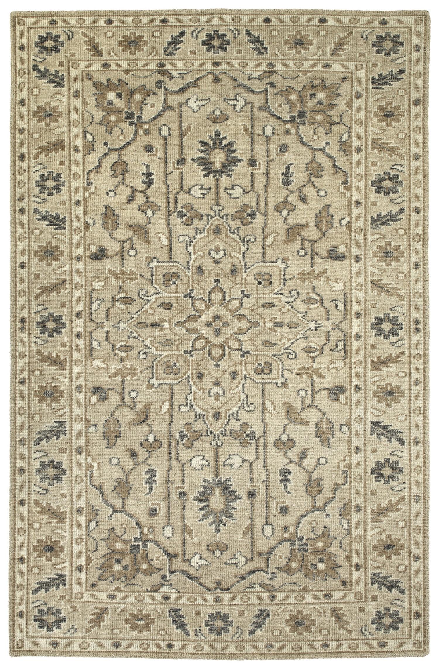 Herrera Ivory Rectangular Hand-Knotted Wool Area Rug, 3' x 5'