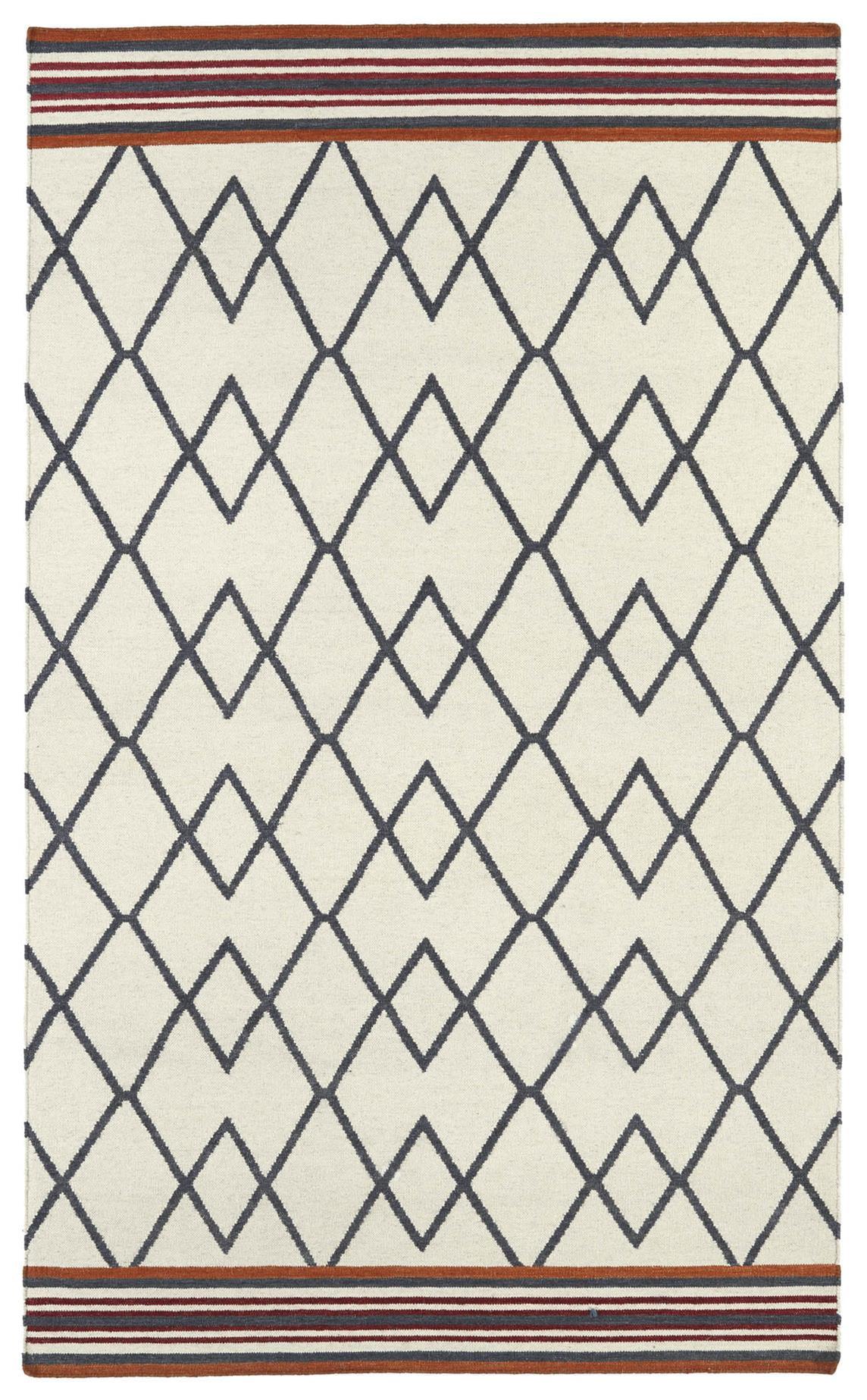 Ivory Geometric Wool 5' x 8' Handwoven Flatweave Area Rug