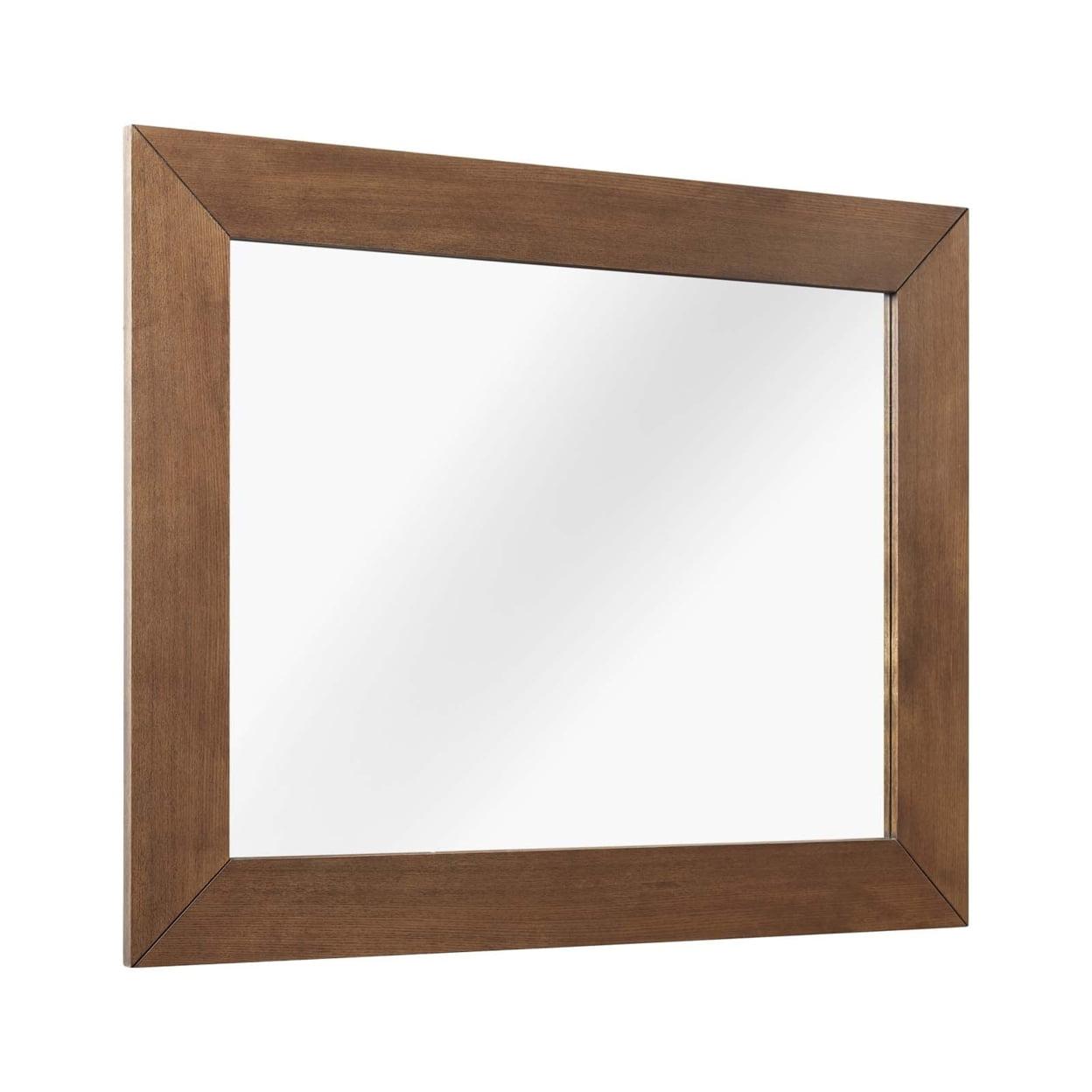 Kali 31.5" Walnut Wood Mid-Century Modern Wall Mirror