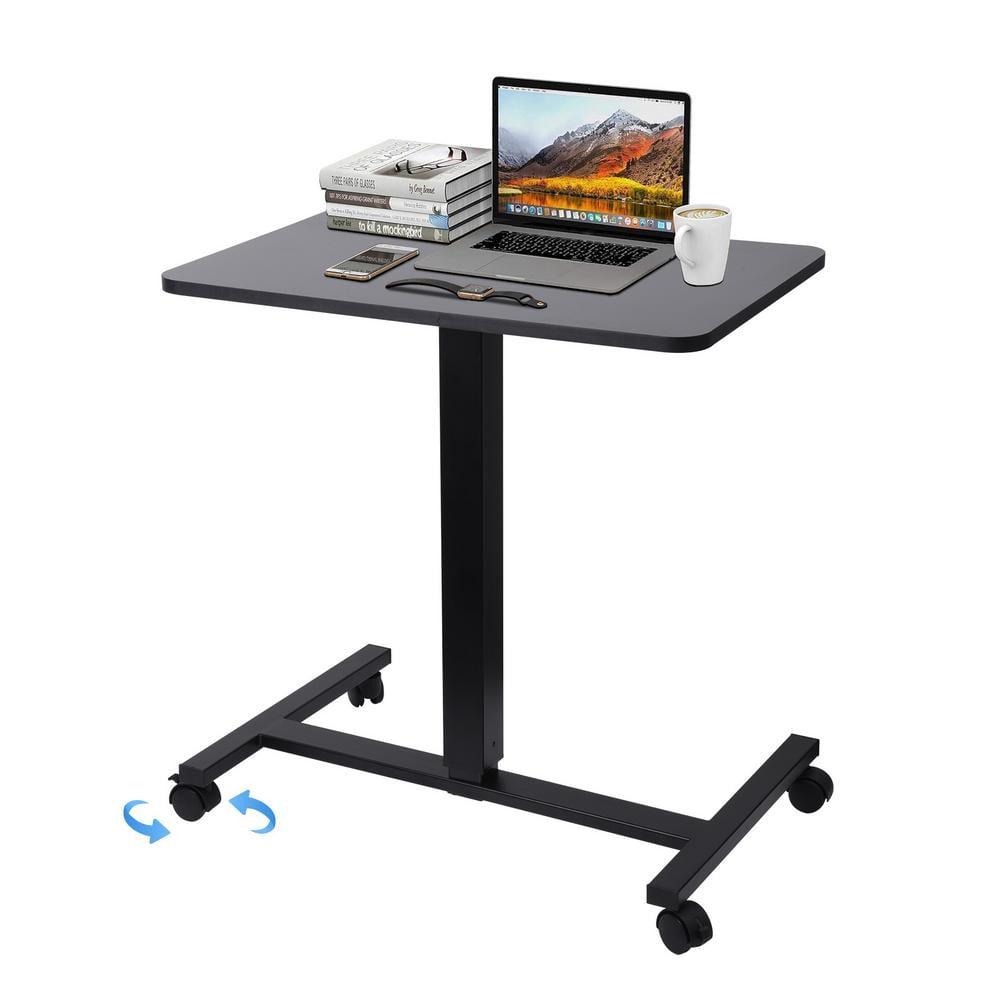 Adjustable Height Black Metal Laptop Computer Cart