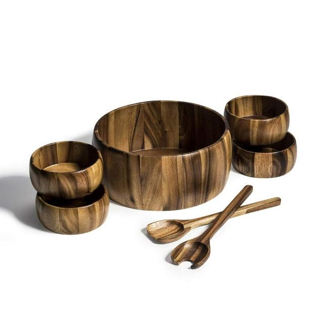 Union Rustic Acacia Wood 7-Piece Salad Bowl Set