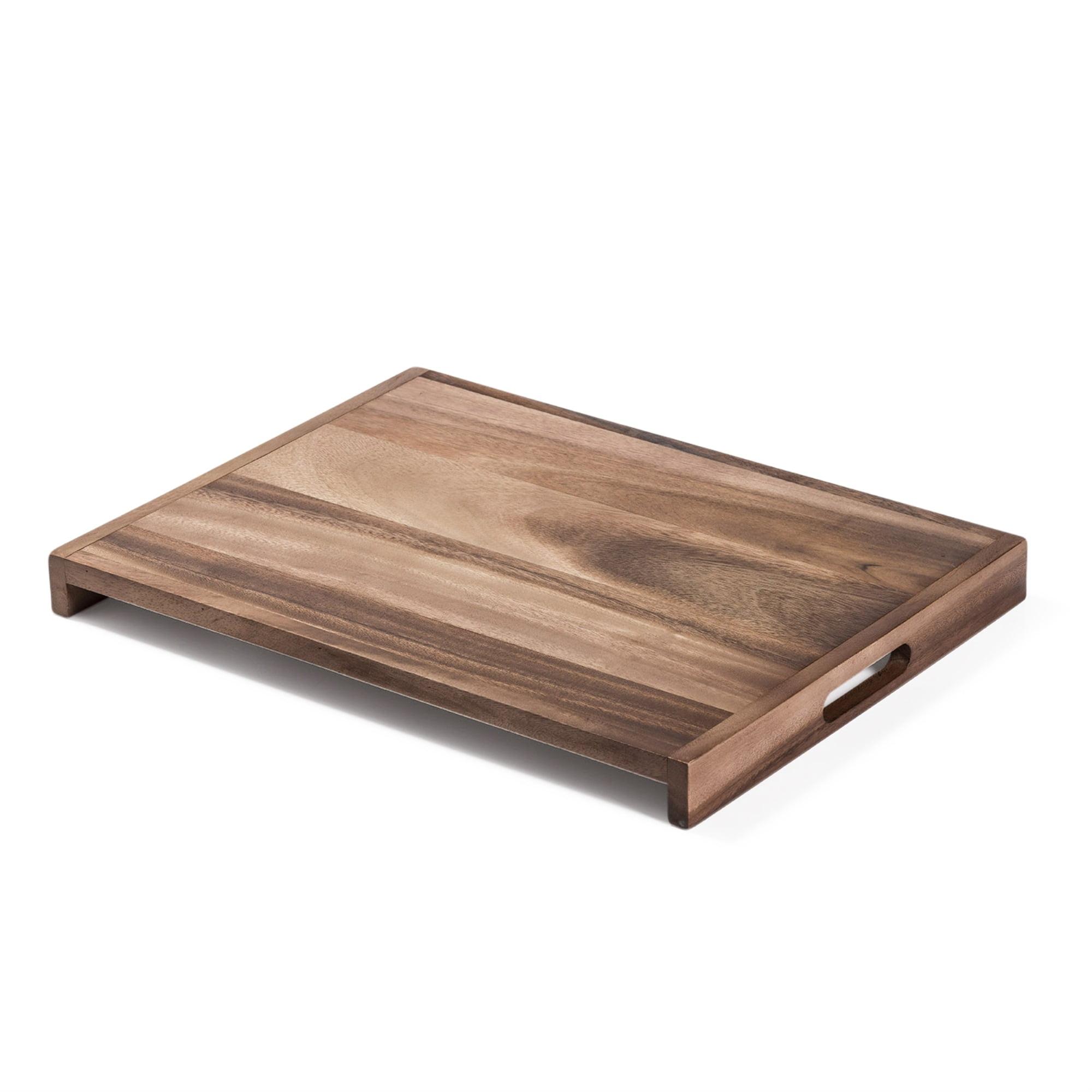 Elegant Acacia Wood Large Serving Tray with Reversible Design