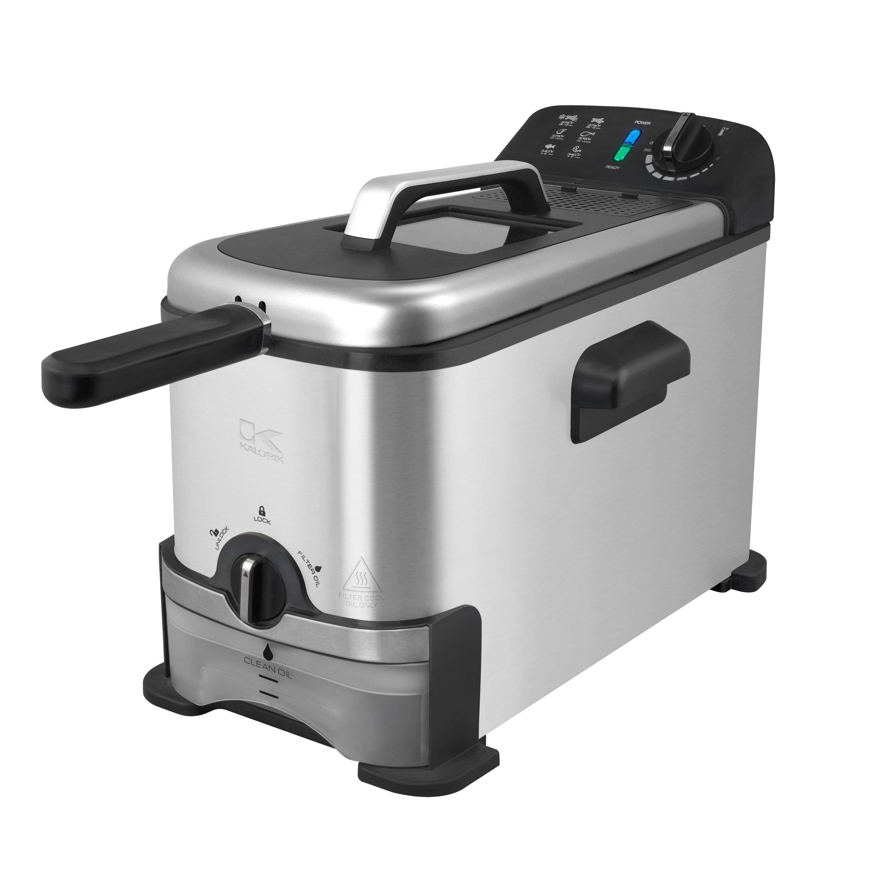 Kalorik® 3 Liter / 3.2 Quart Deep Fryer with Oil Filtration, Stainless Steel FT 43721 BK