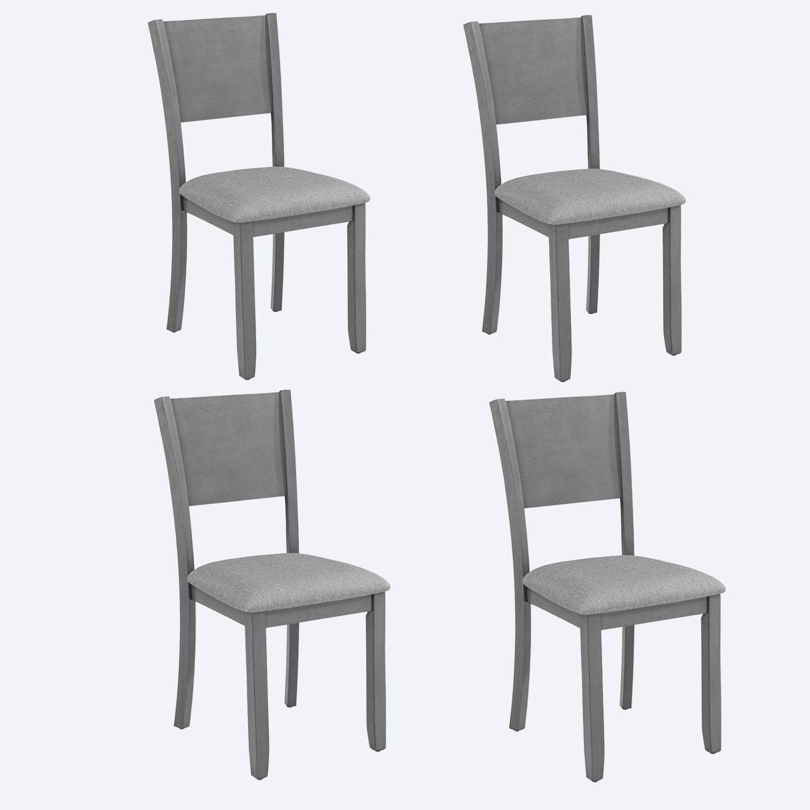 Kamsly Kitchen Island Dining Chairs Set of 4, 4pcs Upholstered Dining Room Chair, Sturdy Solid Wood Frame Kitchen-Chair with Padded Seat & Backrest, Gray