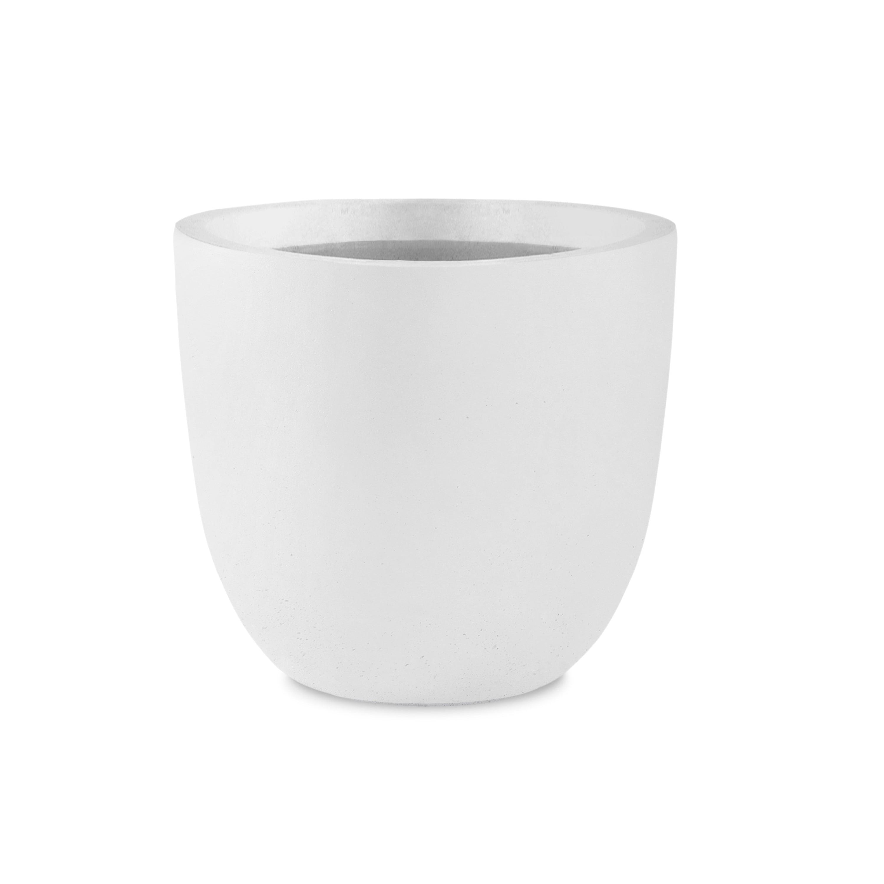 14 Inch White Concrete Round Indoor/Outdoor Planter