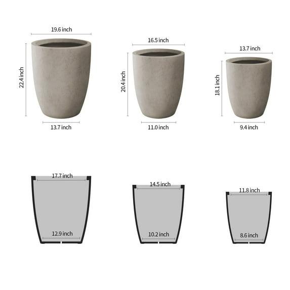 Rosemead Home & Garden 3pc Concrete Outdoor Planter Pots Beige