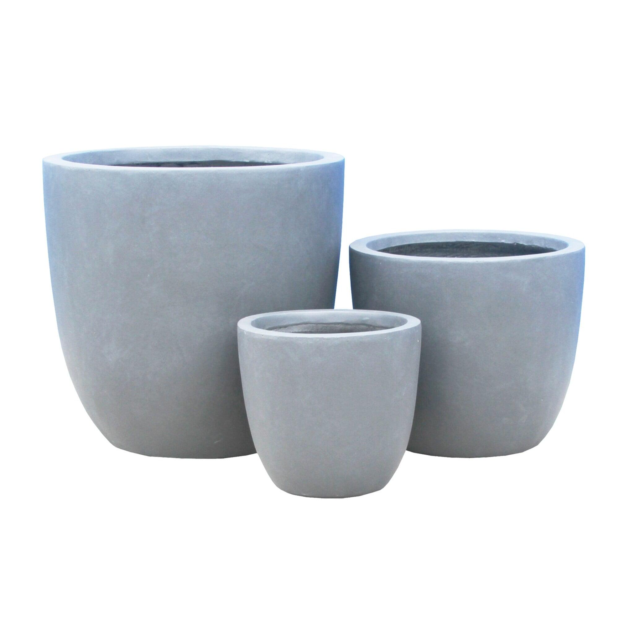 Set of 3 17" Kante Seamless Concrete Planters for Patio & Garden - Rosemead Home & Garden, Inc.